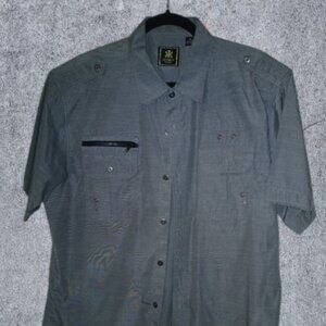 A KONKREET Men's Short Sleeve Button-Up Shirt  With Two Chest Pockets,